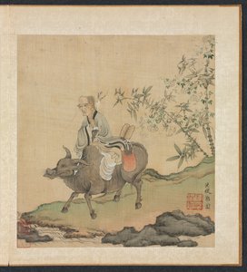 Gemälde nach alten Meistern: Laozi reitet auf einem Ochsen, 1598-1652