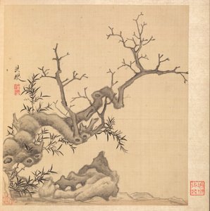 Gemälde nach alten Meistern: Felsen, alter Baum und Bambus, 1598-1652