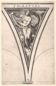 Frühling Primavera dargestellt als Frau mit flatterndem Tuch und Girlanden, ca. 1570-1615