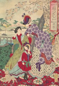 Westliche Kleidung aus der Serie Eine Reihe von glückverheißenden Bräuchen aus Ostjapan Azuma fu..., 1889 von Chikanobu Yoshu