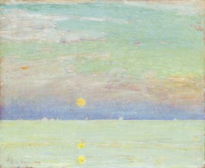 Mondaufgang bei Sonnenuntergang, Cape Ann von Childe Frederick Hassam