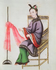 Eine chinesische Frau beim Netzfischen, Qianlong-Periode (1736-96) von Chinese School