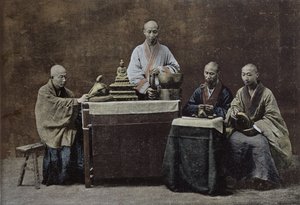 Eine Gruppe chinesischer Bonzen; graviert und gedruckt von Gilot; 1896