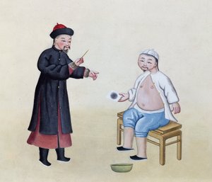 Ein Akupunkteur mit seinem Patienten, ca. 1785 von Chinese School