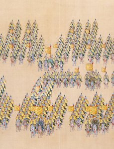 Kaiser Qianlongs Überprüfung der großen Truppenparade, Handrolle von Chinese School