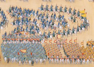 Kaiser Qianlongs Überprüfung der großen Truppenparade, Handrolle von Chinese School
