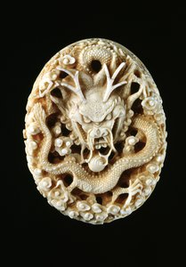 Kaiserliches Siegel mit einem Drachen, der eine Perle der Weisheit bewacht von Chinese School