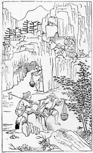 Abbau von weißem Ton, aus einer Serie von Illustrationen zur Herstellung von Porzellan von Chinese School