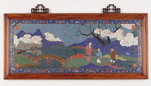 Paneel, das eine chinesische Landschaft darstellt, Ming-Dynastie von Chinese School