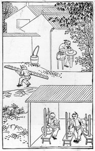 Farben stampfen, aus einer Serie von Illustrationen zur Herstellung von Porzellan von Chinese School