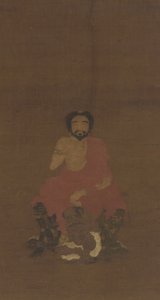 Sakyamuni sitzt auf drei dämonenartigen Kreaturen, möglicherweise Yuan-frühe Ming-Dynastie, 14.-15. Jahrhundert