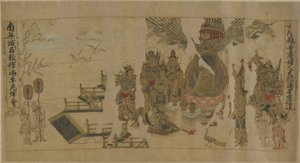 Der Buddha spricht zu Yamaraja in Kusinagara, 12.-13. Jahrhundert von Chinese School