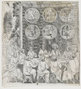 Der auferstandene Christus erscheint seinen Jüngern, Platte aus Giulio Alenis Tianzhu jiangsheng zhuxiang jingjie (Eine illustrierte Geschichte des Herrn des Himmels, der Fleisch geworden ist), Jinjiang Kirche von Chinese School