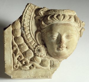 Fliese mit Bodhisattva-Kopf, Mingoi, 6.-7. Jahrhundert von Chinese School