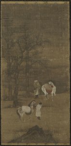 Winterlandschaft mit Pferden und Pflegern, Ming- oder Qing-Dynastie