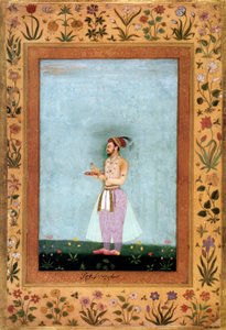 Mogulprinz Dara Shokuh mit einem Tablett voller Juwelen, ca. 1640 (Miniatur) von Chitarman Chitarman