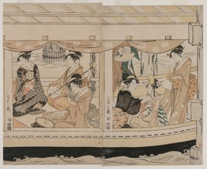 Bootsfahrt auf dem Sumida-Fluss, Mitte der 1790er Jahre
