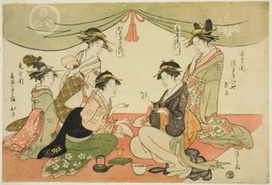 Naniwaya Okita und Takashima Ohisa spielen ein Spiel von Ken von Chobunsai Eishi