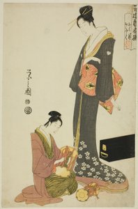 Ohana und Ofuku, aus der Serie "Eine Auswahl von Unterhaltern aus den Vergnügungsvierteln (Seiro geisha sen)" von Chobunsai Eishi