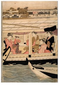 Teil eines horizontalen Pentaptychon der Sumida-Fluss-Szene