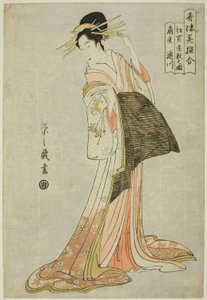 Takigawa von Ogiya beim ersten Verkauf des neuen Jahres, aus der Serie "Ein Vergleich ausgewählter Schönheiten der Vergnügungsviertel"