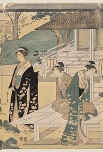 Das Matsukaze-Kapitel der Geschichte von Genji (aus der Serie Die Geschichte von Genji in eleganter moderner Kleidung) von Chobunsai Eishi