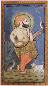 Maharana Bhim Singh von Mewar mit einem Falken, Udaipur (Mewar) Rajasthan, ca. 1805 von Chokha