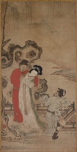 Kaiser Minghuang lehrt Yang Gueifei Flöte zu spielen