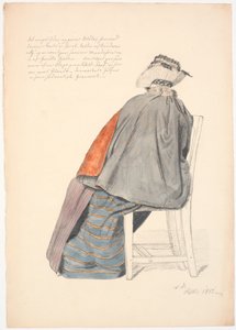 Sitzende Frau von hinten gesehen
