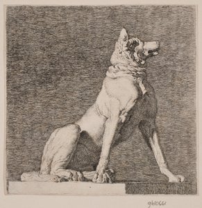 Ein sitzender Hund nach einer Antike in Charlottenborg von Christen Købke