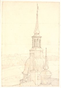 Einer der beiden kleinen Türme auf Frederiksborg von Christen Købke
