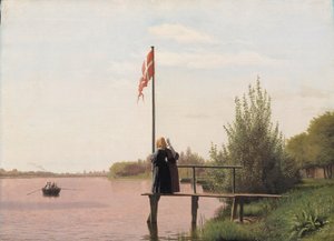 Blick auf den Sortedam-See von Dosseringen in Richtung Vorort Nørrebro außerhalb von Kopenhagen von Christen Købke