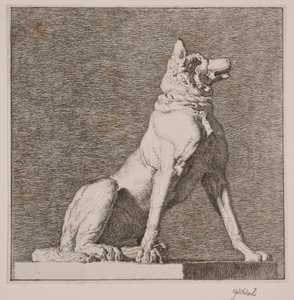 Ein sitzender Hund nach einer Antike in Charlottenborg von Christen Købke