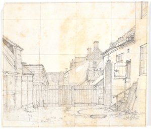 Gårdinteriør aus einer Provinzstadt (Hillerød?) von Christen Købke