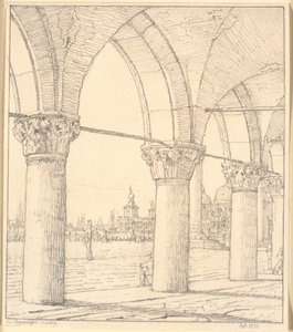 Teil der Kolonnaden unter dem Dogenpalast in Venedig von Christen Købke