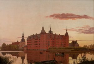Schloss Frederiksborg von Jægerbakken aus gesehen, Abend