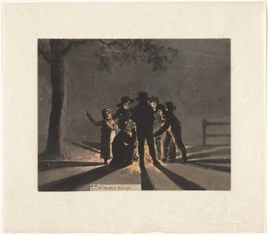 Kinder um ein Sankt-Martins-Feuer versammelt von Christiaan Andriessen
