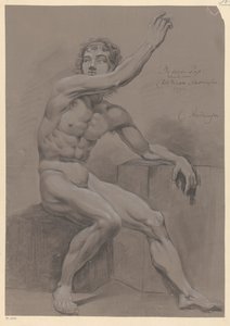Sitzender männlicher Akt, von der Seite gesehen (3. Preis 1796)