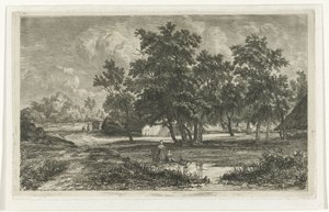 Landschaft mit Bauernhof zwischen den Bäumen von Christiaan Immerzeel