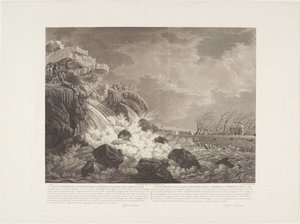 Ansicht des Deichbruchs und der Überschwemmung bei Bemmel bei Nimwegen am 21. Februar 1799 von Christiaan Josi