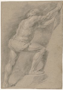 Studie eines nackten Mannes mit erhobenem Bein