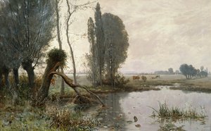 Landschaft mit Kühen von Christian Eriksen Skredsvig