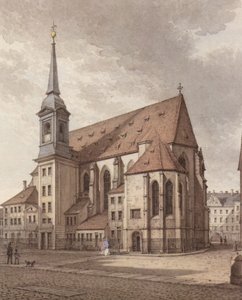 Aquarell der Dresdner Sophienkirche von Christian Gottlob Hammer