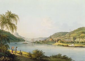 Ansicht des südlichen Teils von Schandau an der Elbe in Sachsen an der Grenze zu Böhmen von Christian Gottlob Hammer