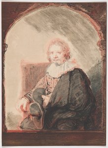 Porträt eines Mannes in einem Sessel, aus der Sammlung von Nachahmungen von Zeichnungen nach den Hauptmeistern der Holländer und Flamen von Christian Josi