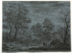 Ein kleiner Fluss im Vordergrund mit einer Kuh und einer Ziege, 1744 von Christian Ludwig von Hagedorn