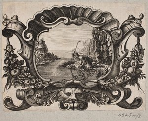 Emblem mit Hirte, der sich in einem See spiegelt von Christian Rothgiesser