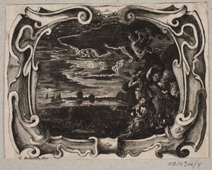 Emblem mit Satyrn bei einem Baum in der Nacht von Christian Rothgiesser