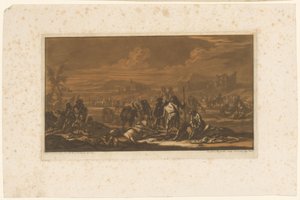 Verwundete auf dem Schlachtfeld (Reiter, Pferde und Schlachten) von Christian Rugendas