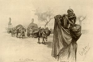 Frau und Kind in der Nähe der Kobri el Gezira Brücke, Kairo, 1898 von Christian Wilhelm Allers